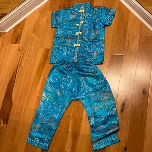 Asian Blue 2 peice  outfit